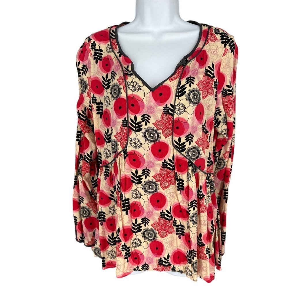 Matilda Jane Make Believe Mistletoe Magic Floral Boho Tunic Top 100% Rayon Sz M